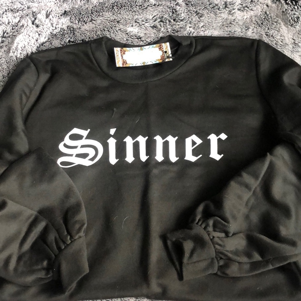 Sinner puffed long sleeve sweater dress